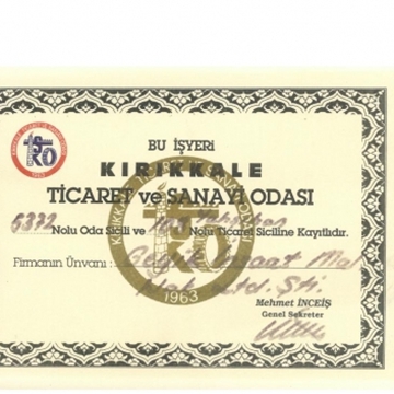 TİCARET VE SANAYİ ODASI BELGESİ
